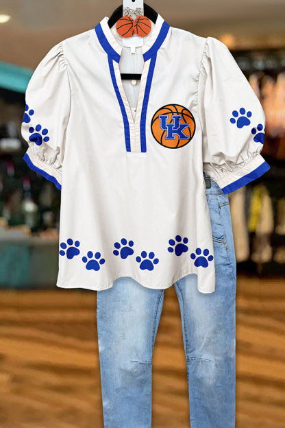 Cute Basketball Game Day Cats Puff Sleeve Blouse