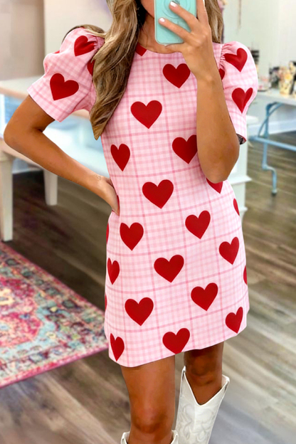 Valentine's Day Heart Short Sleeve Dress