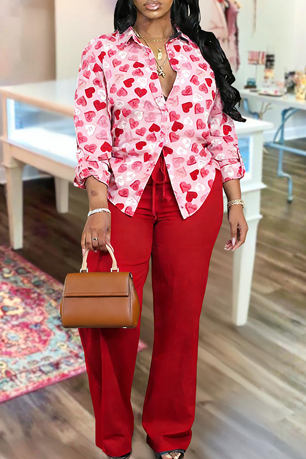 Valentine's Day Heart Shirt And Pants Two-Piece Set