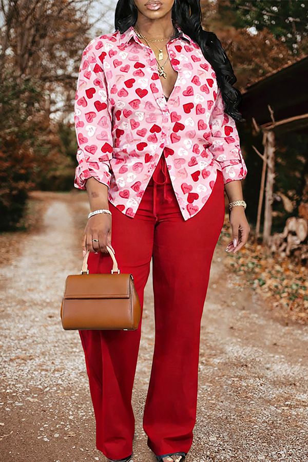 Valentine's Day Heart Shirt And Pants Two-Piece Set