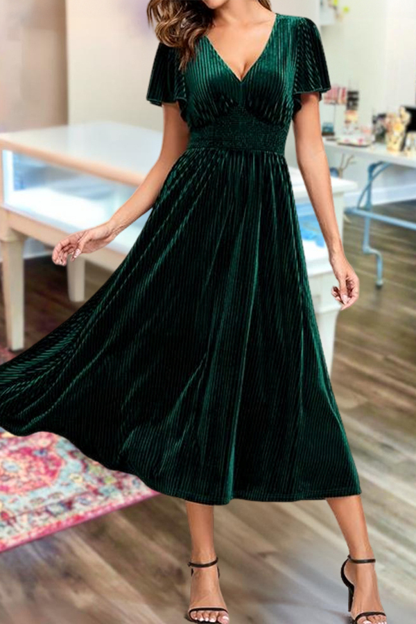 Women's dress | Elegant Velvet V-Neck Maxi Dress |mywesternoutfit