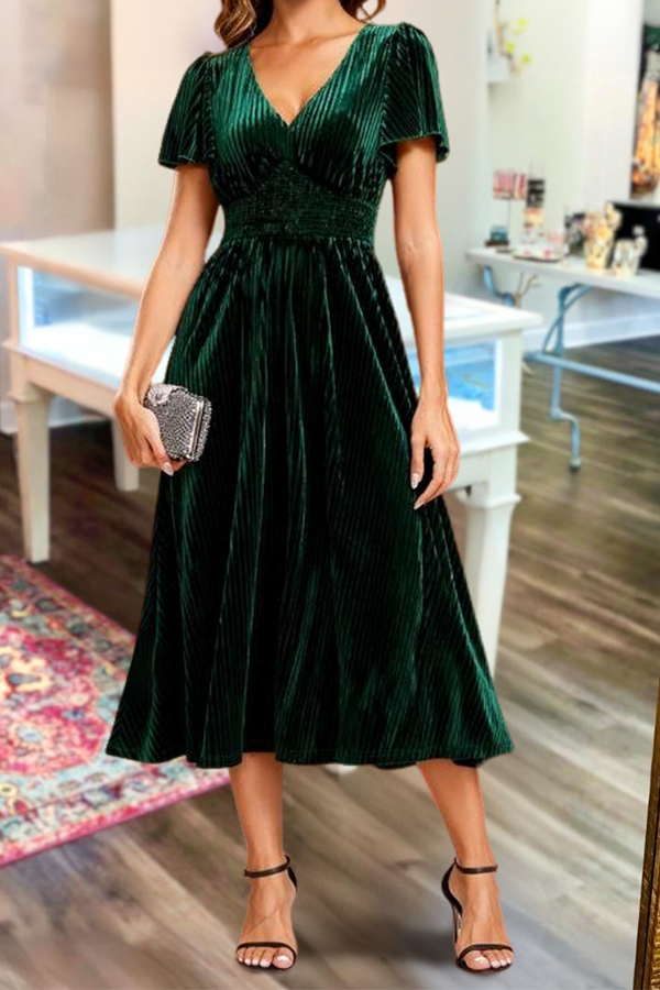 Elegant Velvet V-Neck Maxi Dress