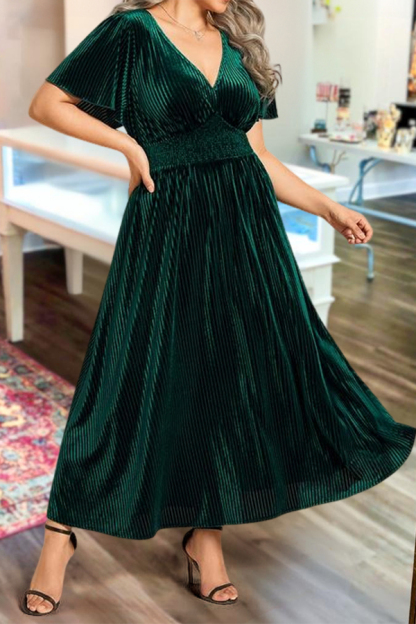 Elegant Velvet V-Neck Maxi Dress