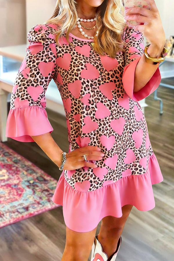 Valentine's Day Heart Leopard Print Dress
