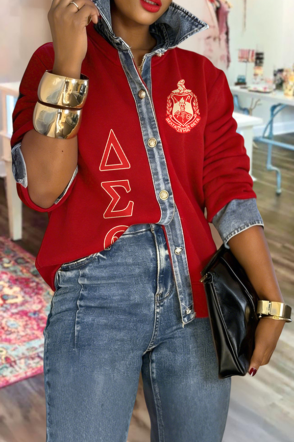 Delta Sigma Theta Sorority Denim Patchwork Jacket