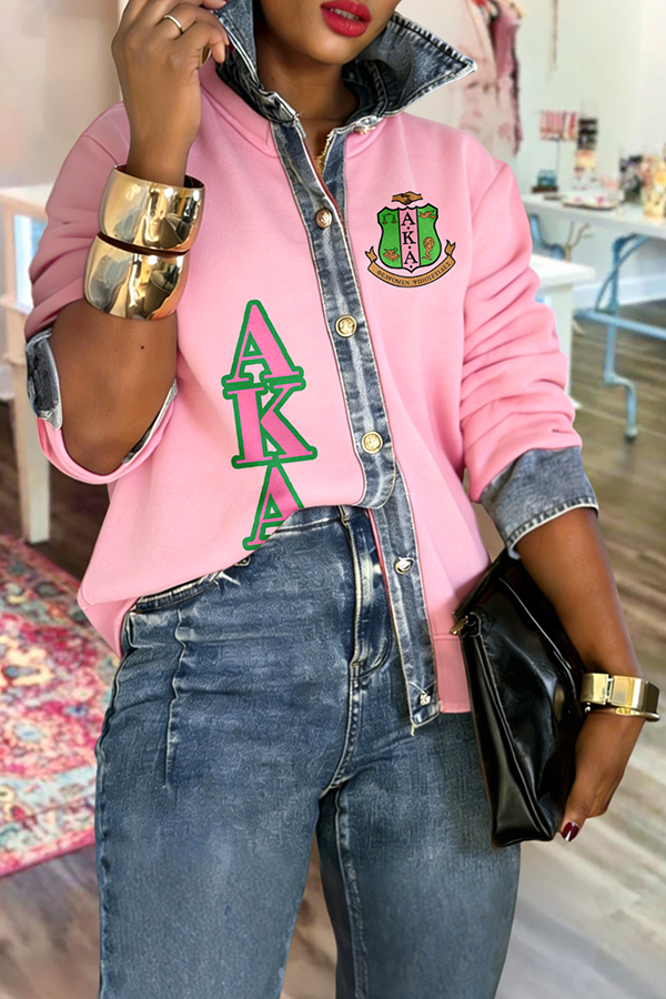 Alpha Kappa Alpha Sorority Denim Patchwork Jacket
