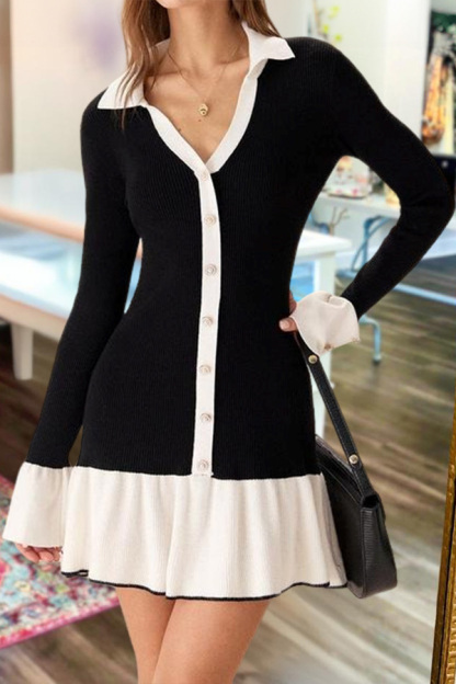 Classic Ruffled Knit Dress