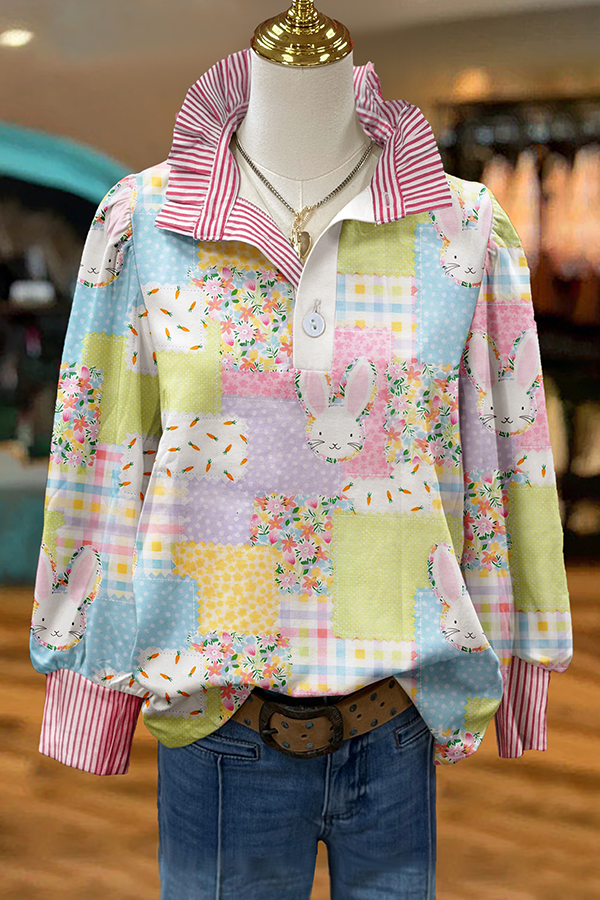 Cute Easter Bunny Striped Blouse