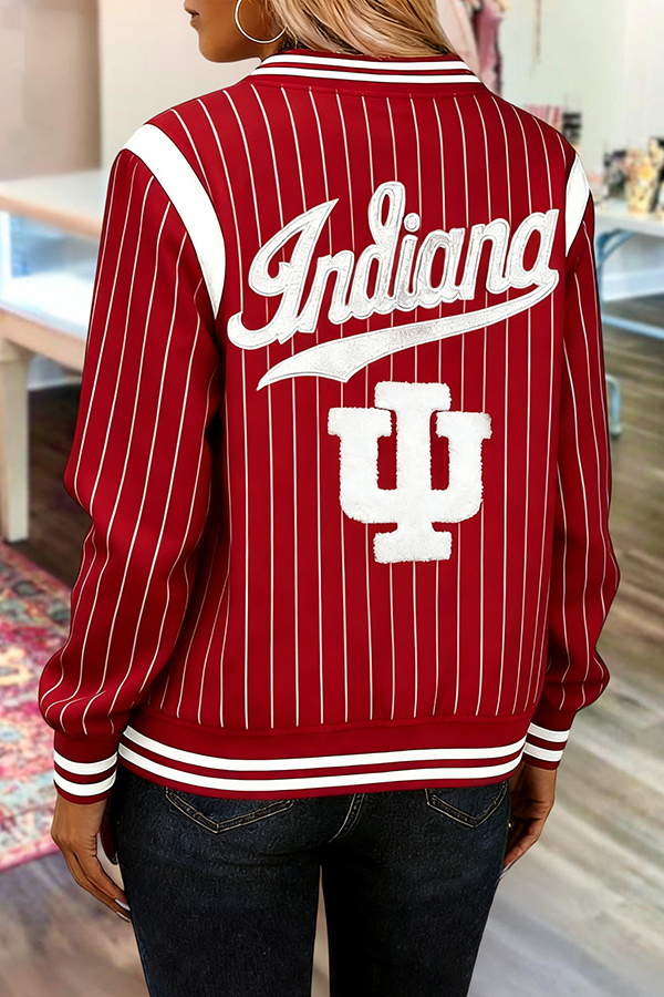 Game Day Red And White Striped Flight Jacket