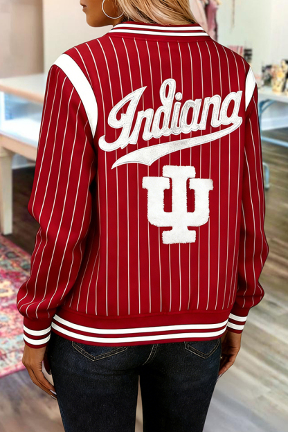 Game Day Red And White Striped Flight Jacket