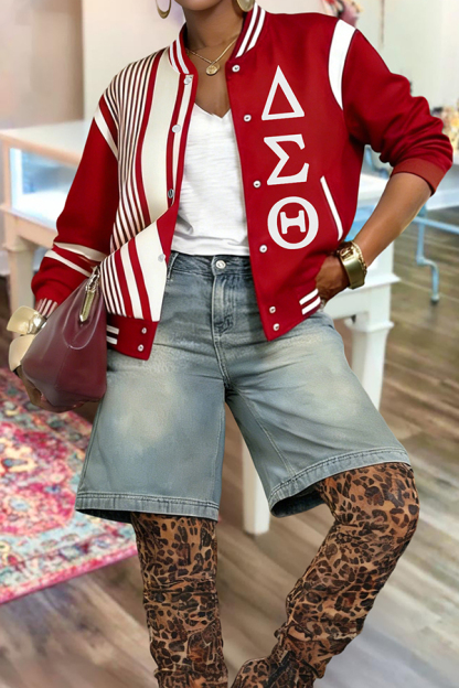 Delta Sigma Theta Sorority Striped Flight Jacket