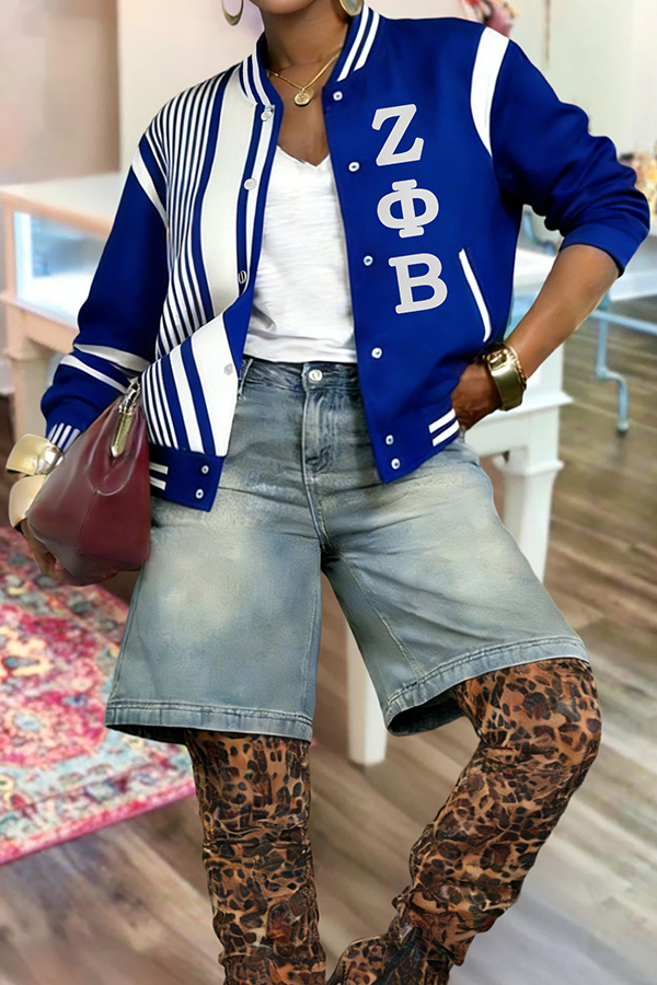 Zeta Phi Beta Sorority Striped Flight Jacket