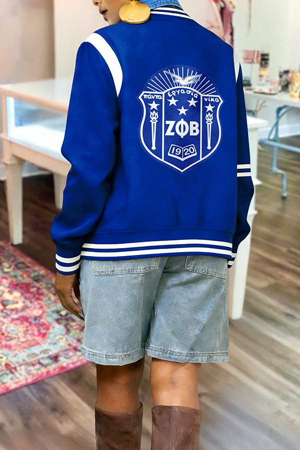 Zeta Phi Beta Sorority Striped Flight Jacket