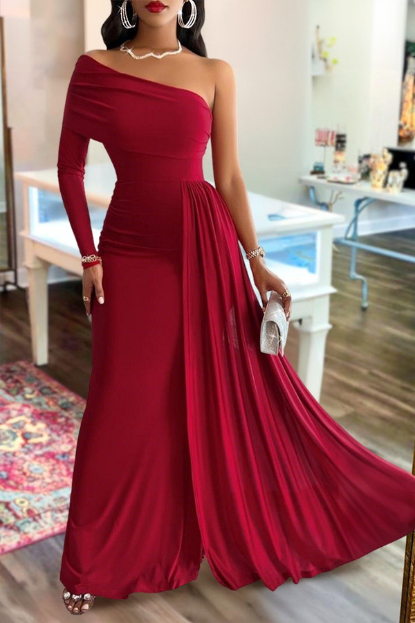 Women's dress | Elegant Ruffled Flowy One-Shoulder Dress |mywesternoutfit