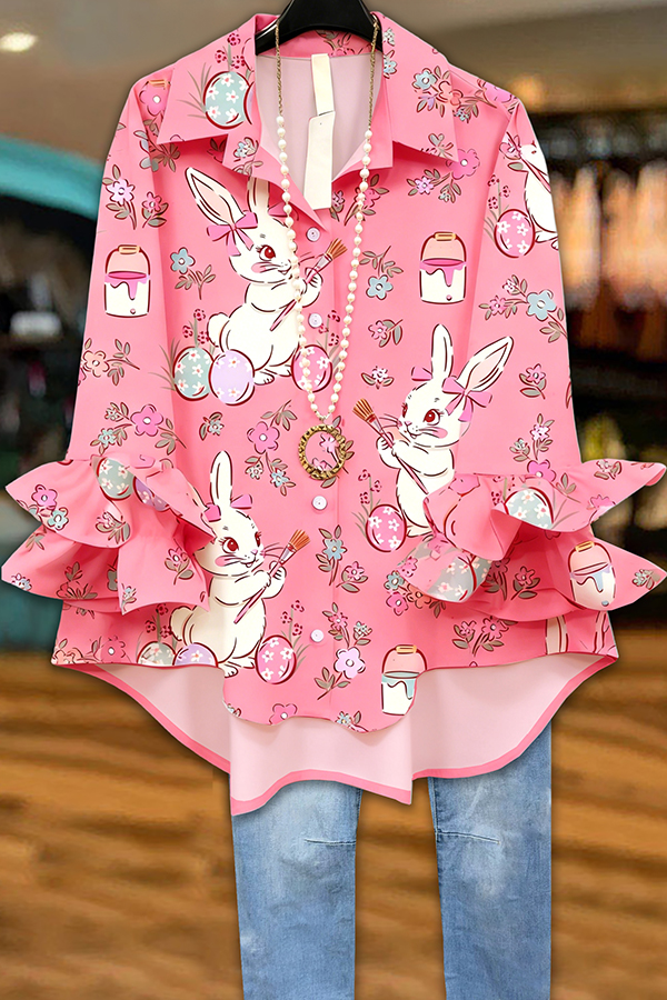 Cute Easter Bunny Ruffled Blouses
