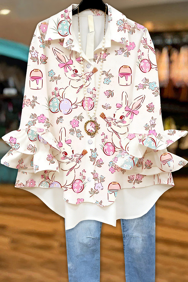 Cute Easter Bunny Ruffled Blouses