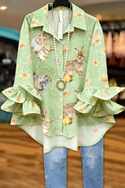 Fresh Easter Bunny Ruffled Blouses