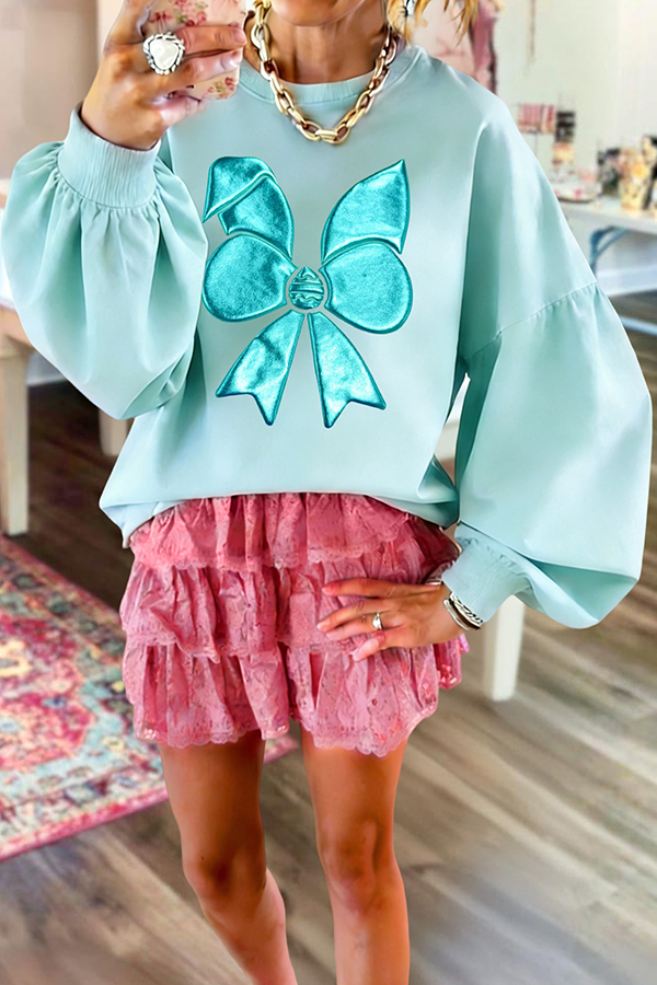 Easter Bunny Ear Lantern Sleeve Sweatshirt