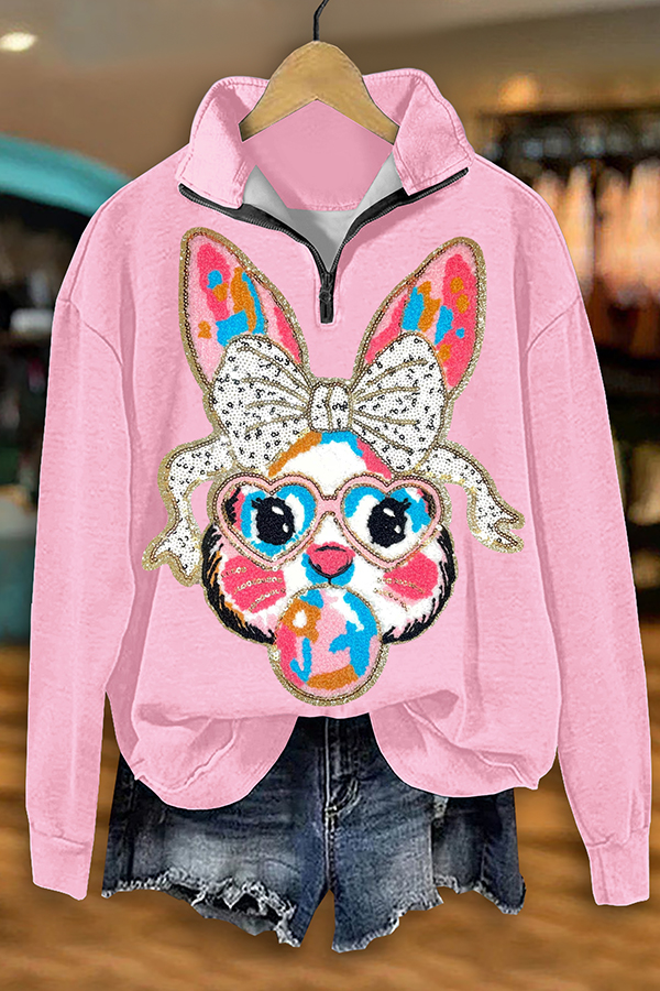 Cute Easter Bunny Zipper Sweatshirt