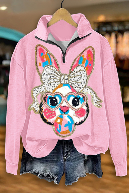 Cute Easter Bunny Zipper Sweatshirt