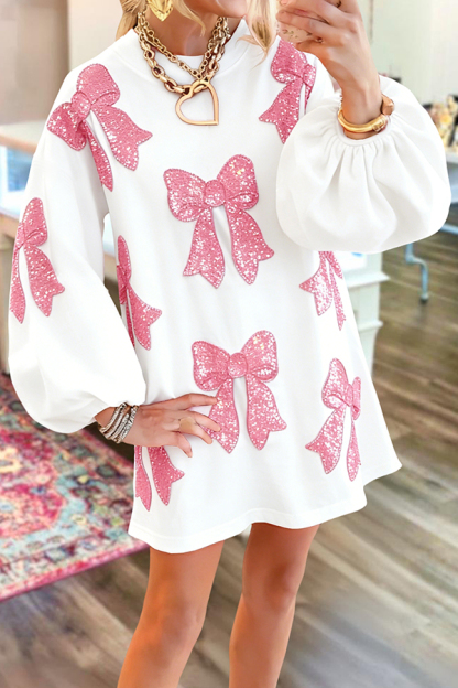 Sweet Bowknot Sweatshirt Dress