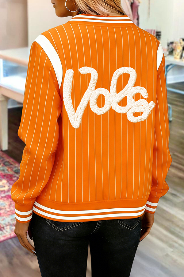 Game Day Orange And White Striped Flight Jacket