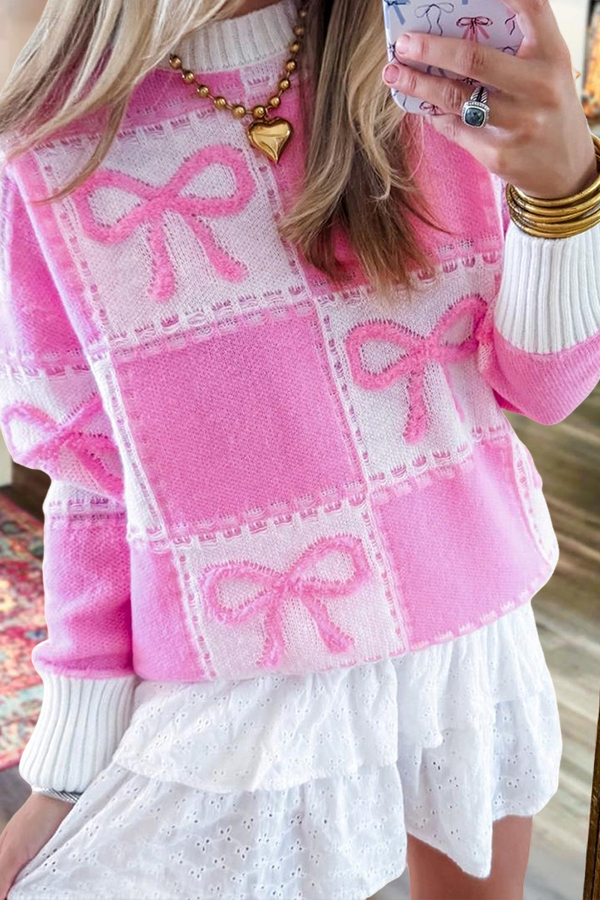 Women's sweater | Sweet Galentine's Day Party Bow Sweater |mywesternoutfit