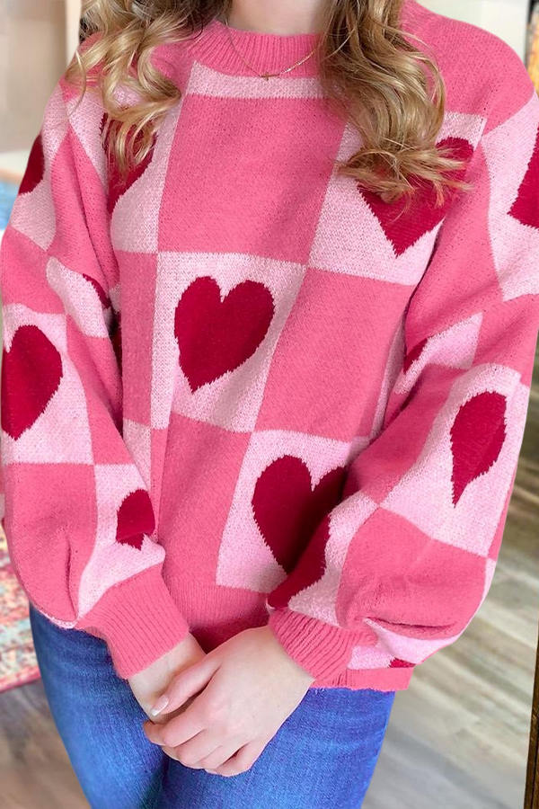 Women's sweater | Classic Galentine's Day Party Heart Sweater |mywesternoutfit