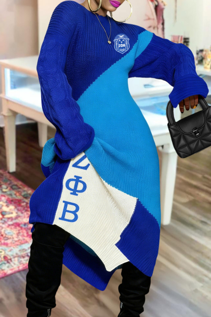 Zeta Phi Beta Sorority Color Block Sweater Dress