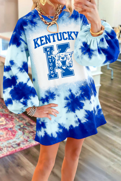 Game Day Blue And White Cats Sweatshirt Dress