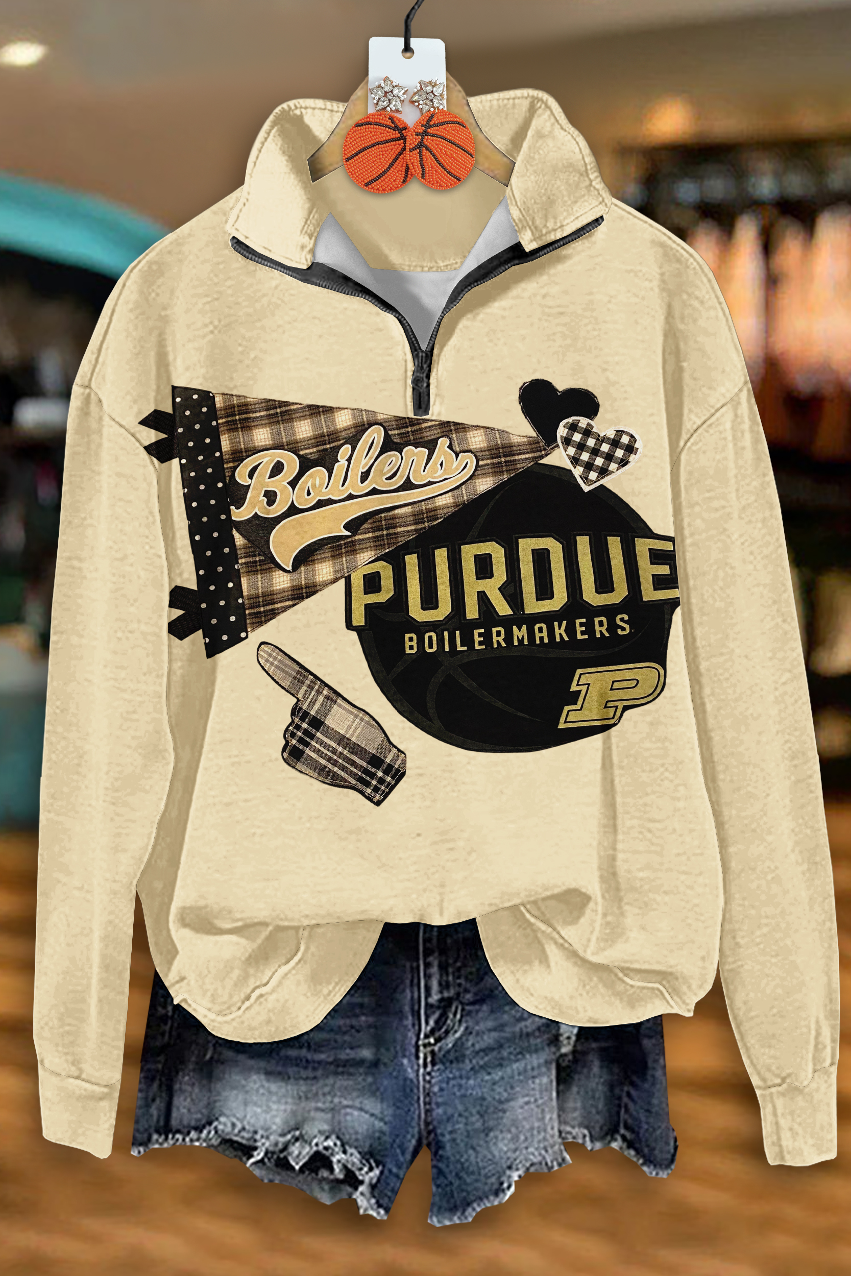 Game Day Basketball Zipper Sweatshirt