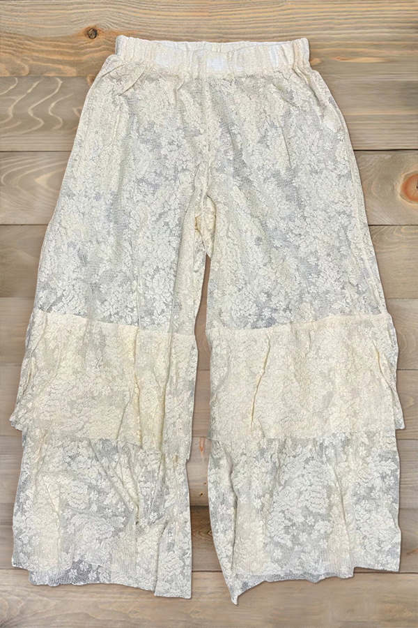Classic Lace Patchwork Sheer Pants