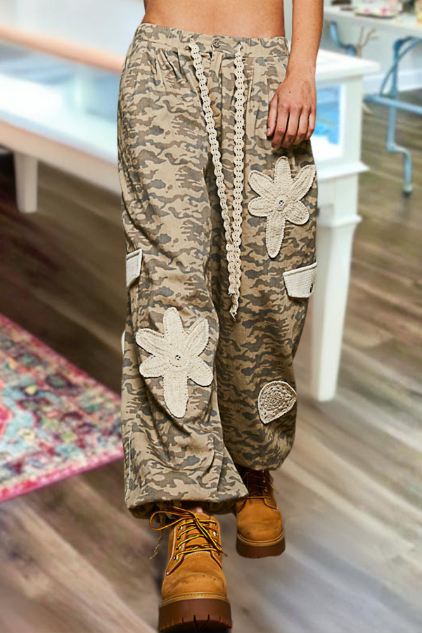 Classic Floral Patchwork Camouflage Pants