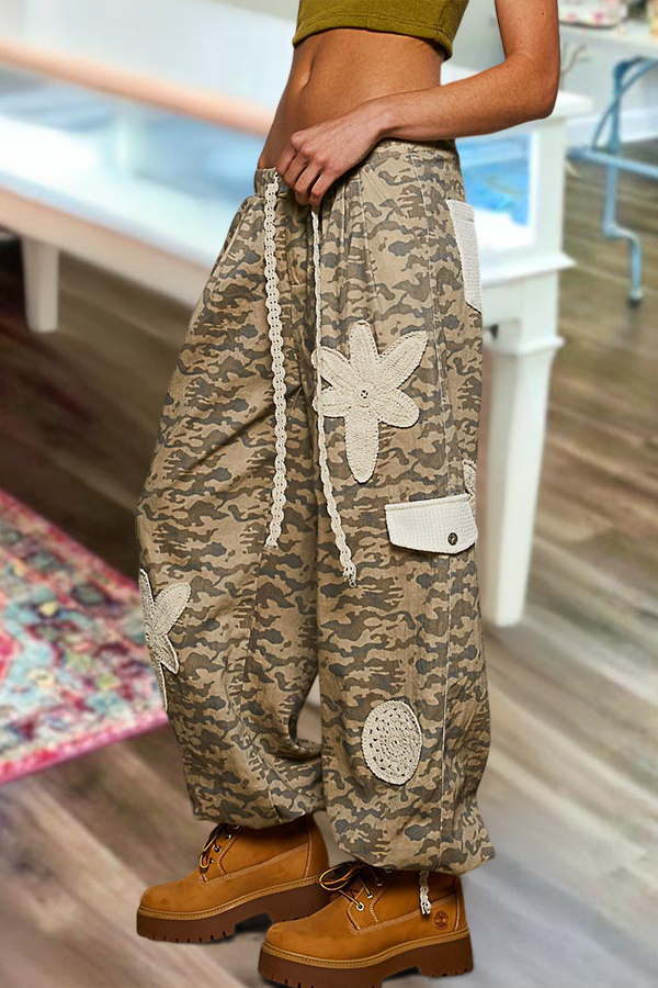 Classic Floral Patchwork Camouflage Pants