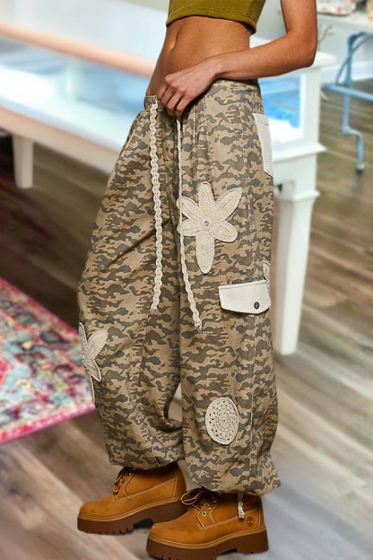 Classic Floral Patchwork Camouflage Pants