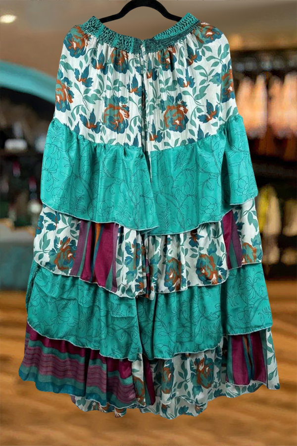 Classic Ruffle Color Block Patchwork Pants