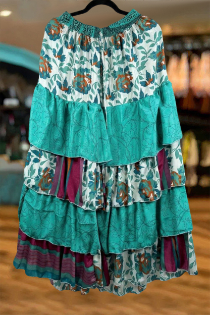 Classic Ruffle Color Block Patchwork Pants