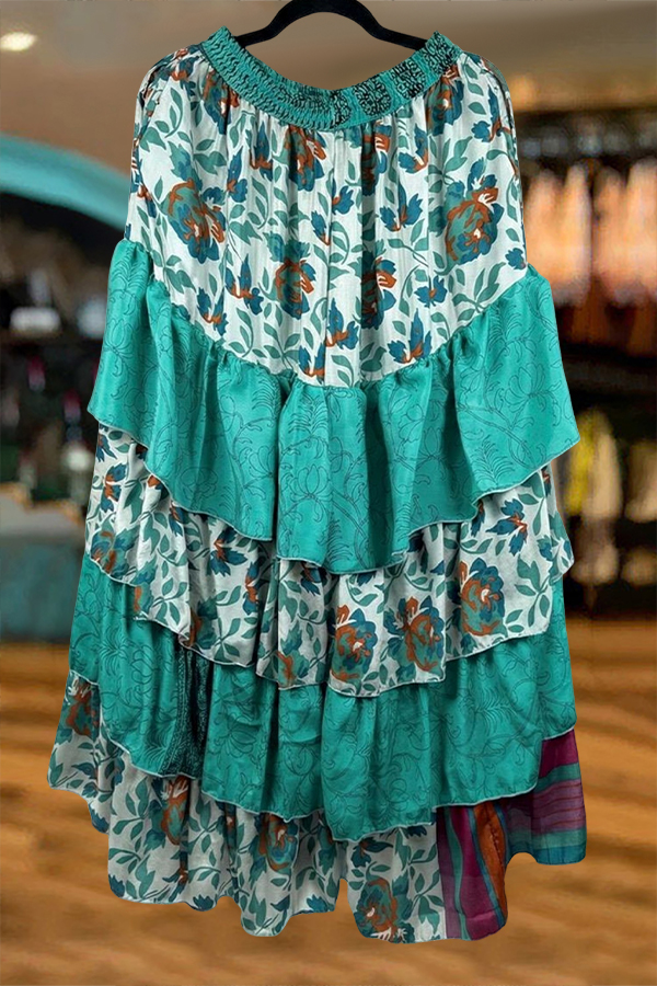 Classic Ruffle Color Block Patchwork Pants