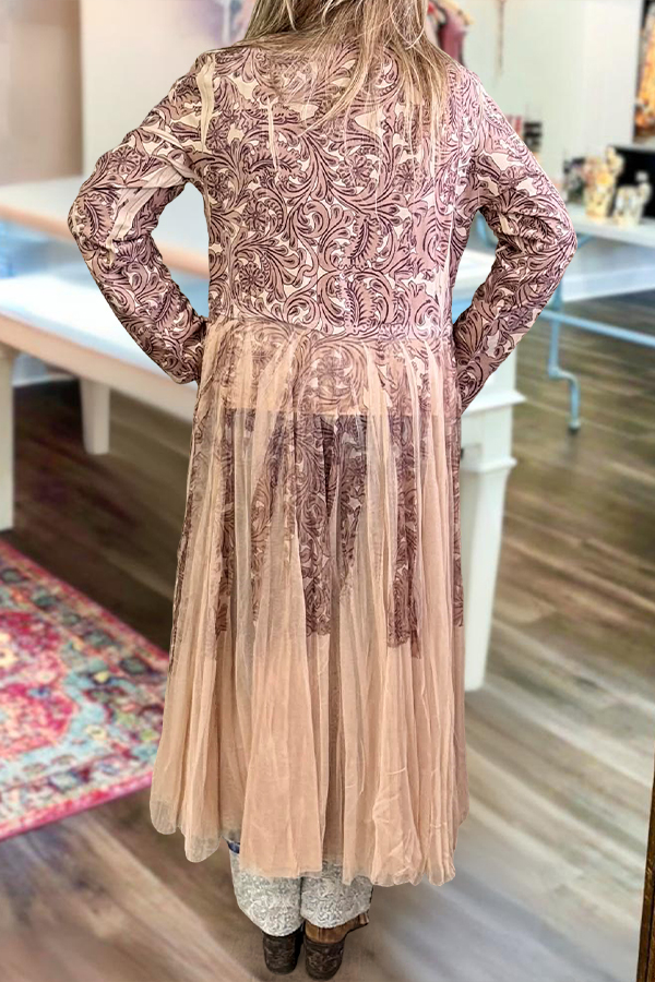 Vintage Mesh Patchwork Long Lightweight Coat