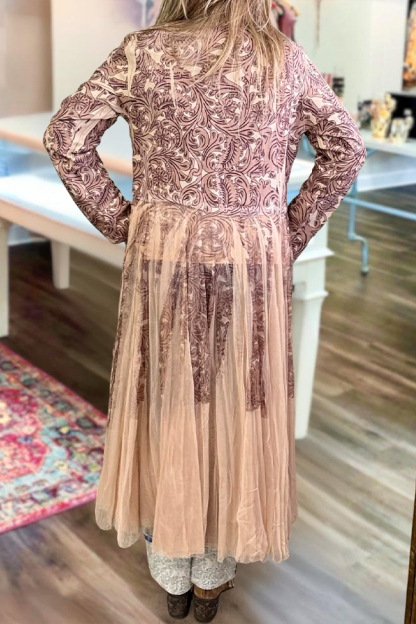 Vintage Mesh Patchwork Long Lightweight Coat