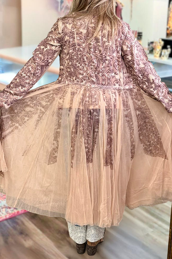 Vintage Mesh Patchwork Long Lightweight Coat