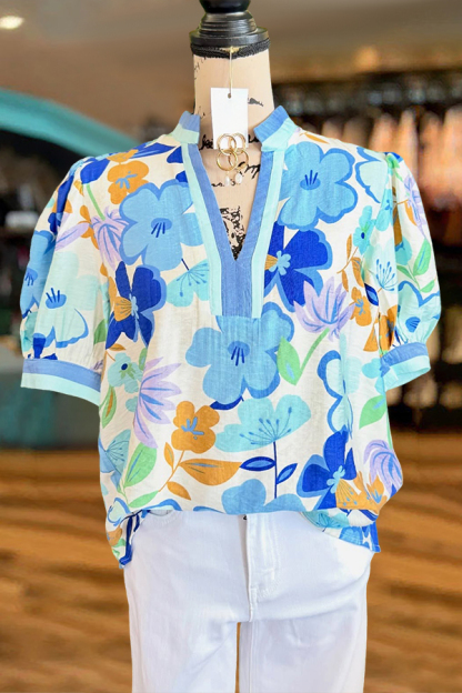 Fresh Floral Puff Sleeve Blouses