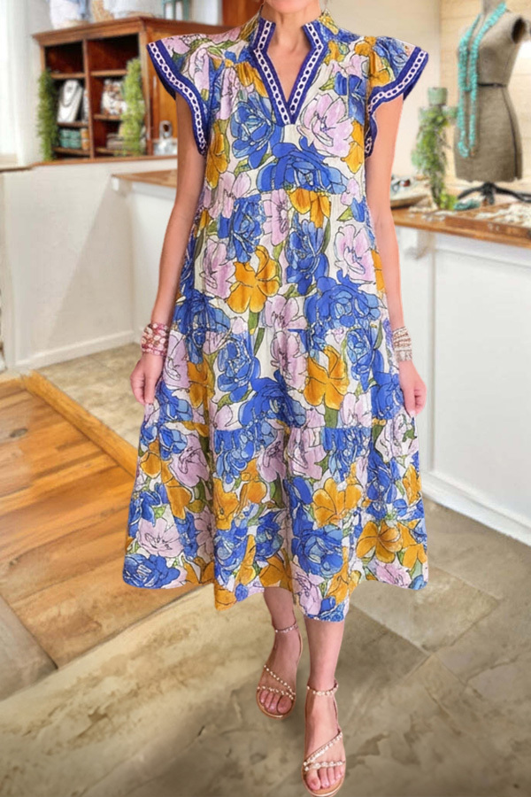Classic Floral V-Neck Dress