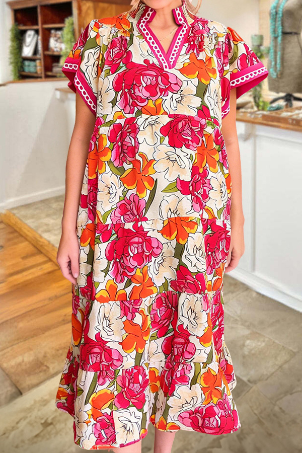 Classic Floral V-Neck Dress