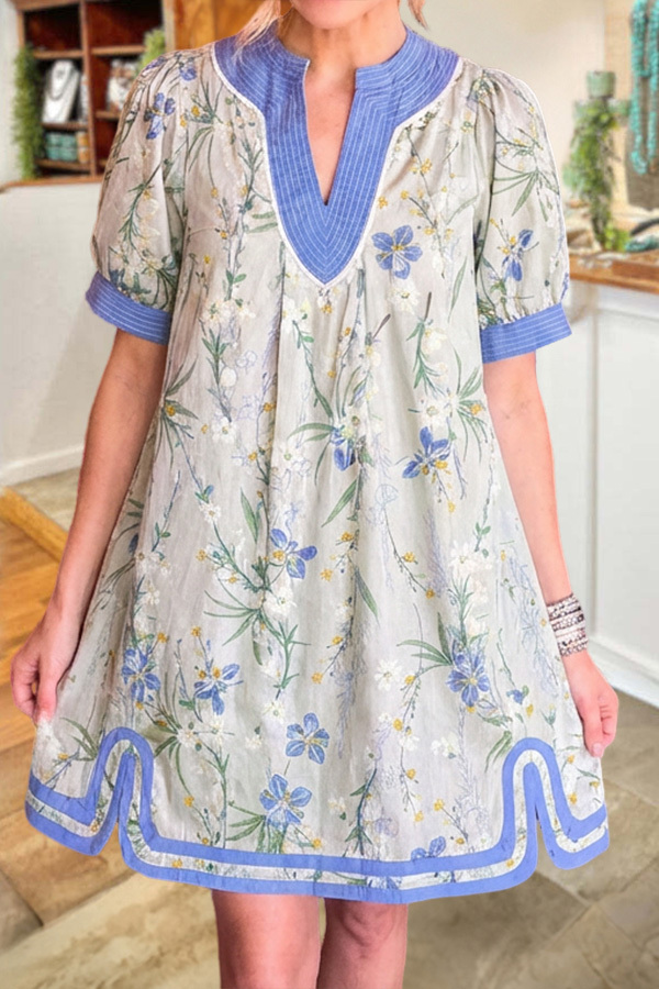 Fresh Floral Color Block Dress