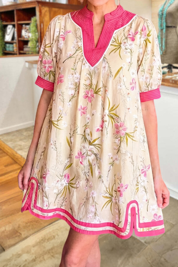 Fresh Floral Color Block Dress