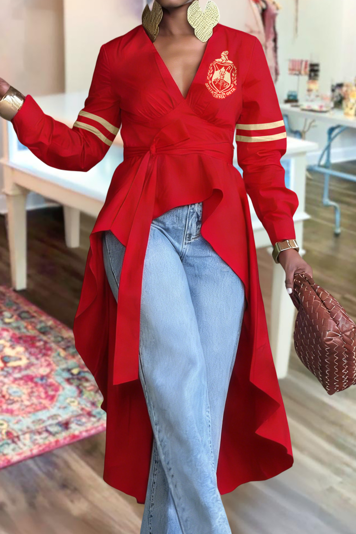 Delta Sigma Theta Sorority High Low Hem Blouses