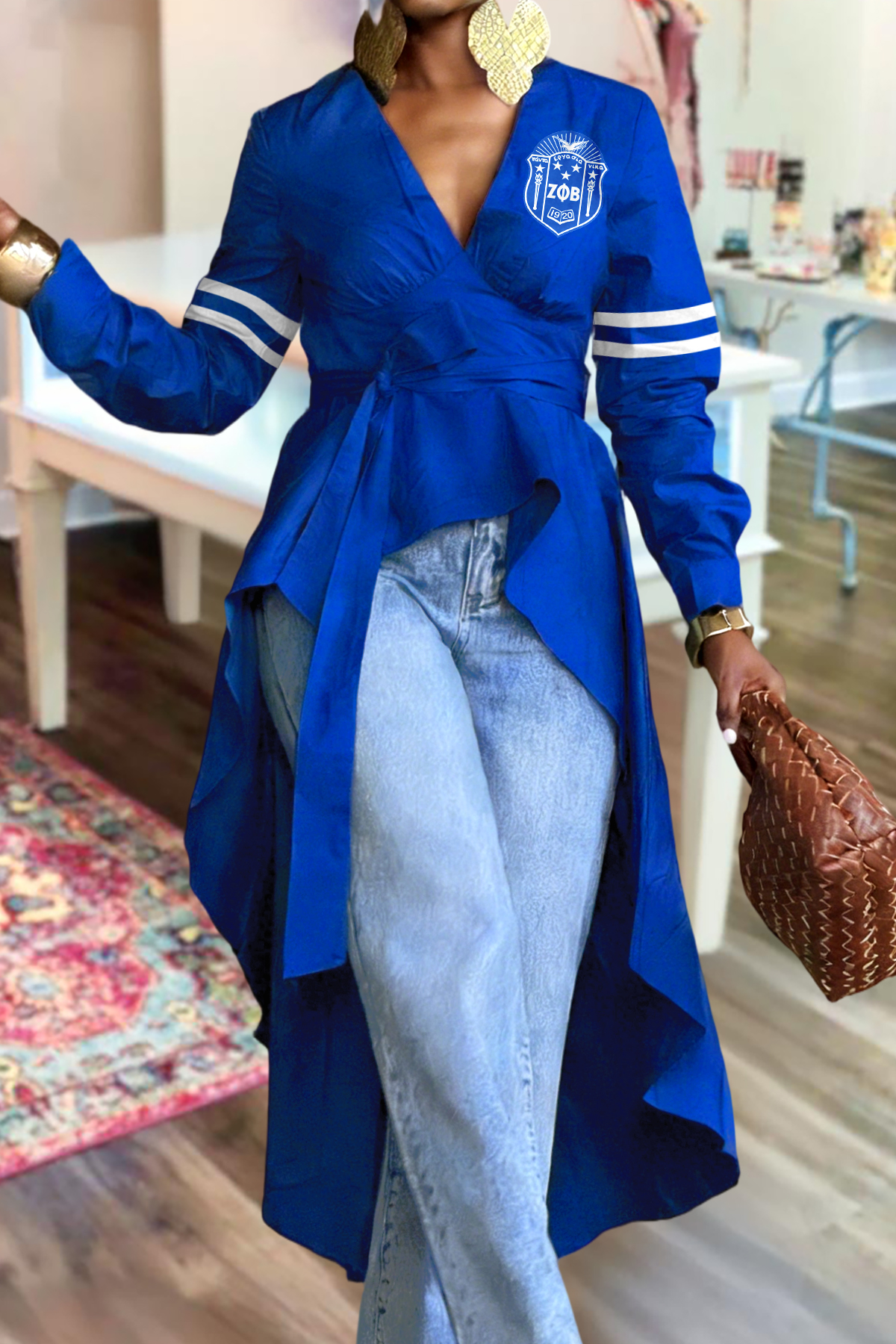 Zeta Phi Beta Sorority High Low Hem Blouses