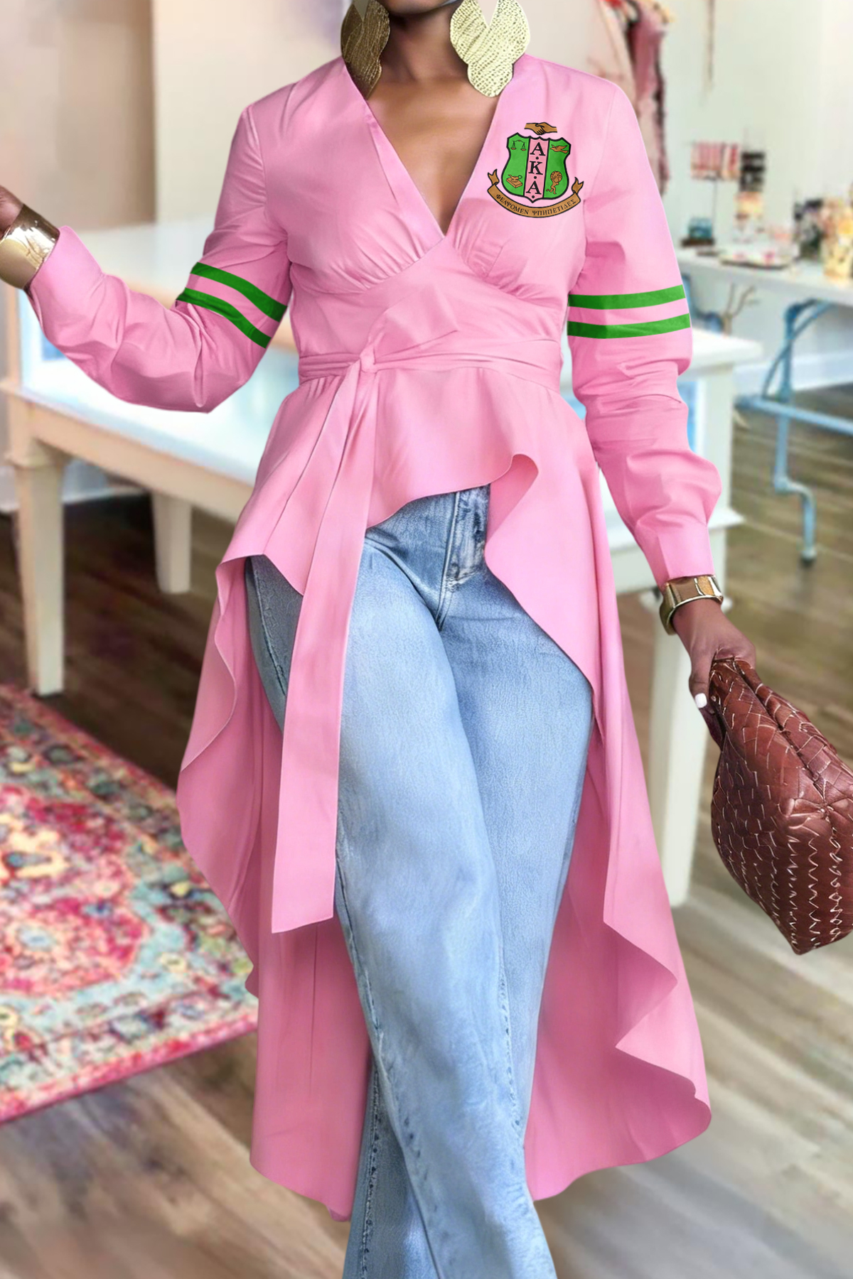 Alpha Kappa Alpha Sorority High Low Hem Blouses