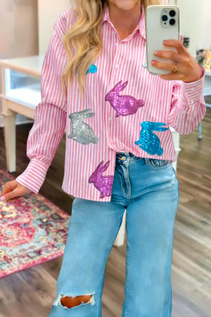 Cute Easter Bunny Striped Shirts